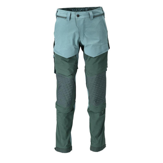 Calças, bolsos nos joelhos, stretch, calças claras, verde floresta claro/verde floresta