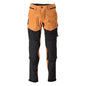 Calças, bolsos nos joelhos, stretch, calças claras, castanho/preto