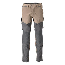 Calças, bolsos nos joelhos, stretch, calças claras, bege areia escuro/cinza antracite