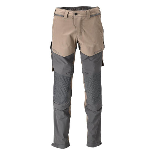 Calças, bolsos nos joelhos, stretch, calças claras, bege areia escuro/cinza antracite