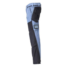 Calças, bolsos nos joelhos, stretch, calças claras, azul pedra/azul preto