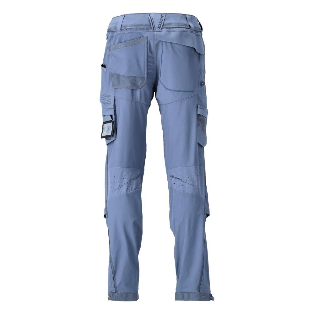 Calças, bolsos nos joelhos, stretch, calças claras, azul pedra