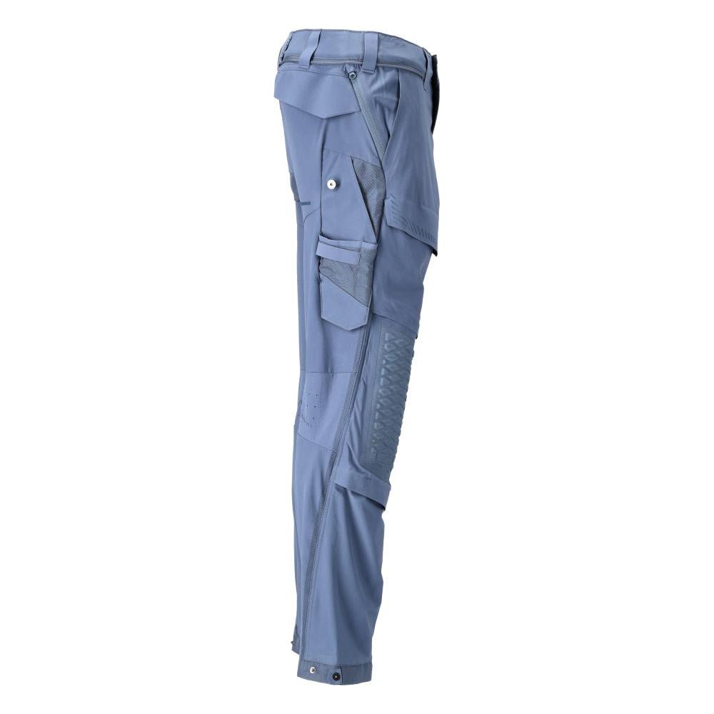 Calças, bolsos nos joelhos, stretch, calças claras, azul pedra