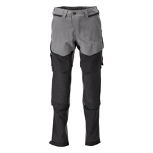 Calças, bolsos nos joelhos, stretch, calças claras, cinza antracite/preto