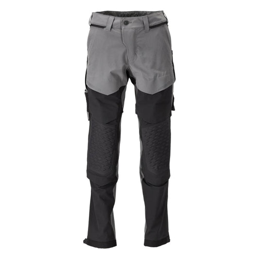 Calças, bolsos nos joelhos, stretch, calças claras, cinza antracite/preto