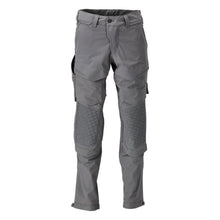 Calças, bolsos nos joelhos, stretch, calças claras, cinza antracite