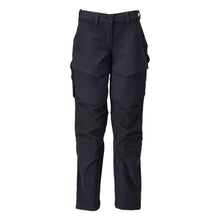 Calças com bolsos nos joelhos, calças femininas, preto-azul