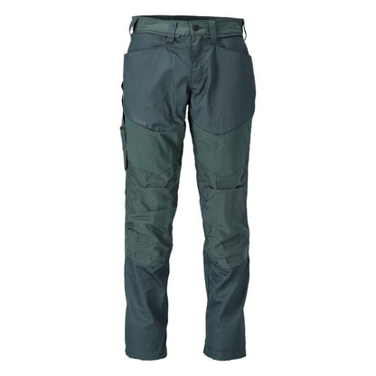 Calças com bolsos nos joelhos, verde floresta