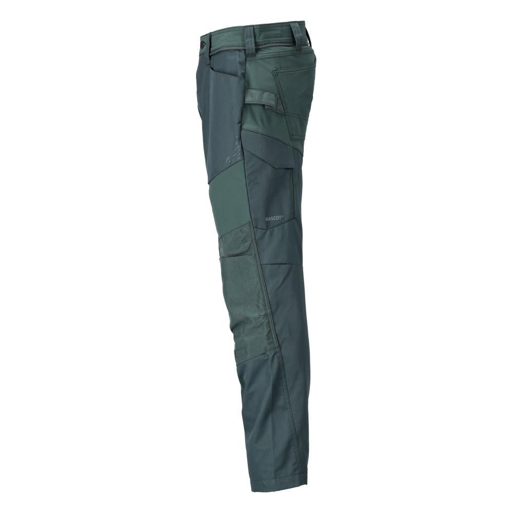 Calças com bolsos nos joelhos, verde floresta