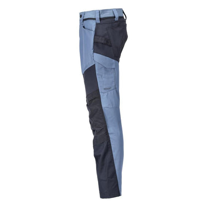 Calças com bolsos nos joelhos, azul pedra/preto-azul