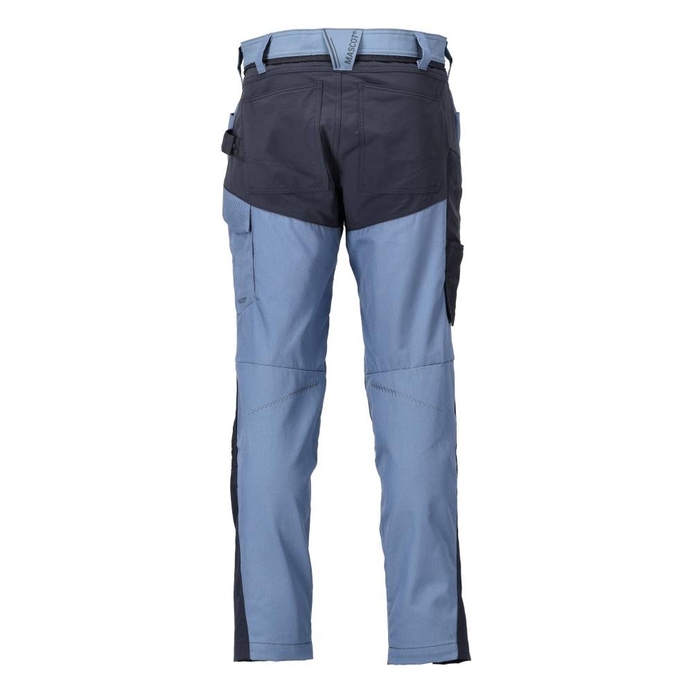 Calças com bolsos nos joelhos, azul pedra/preto-azul