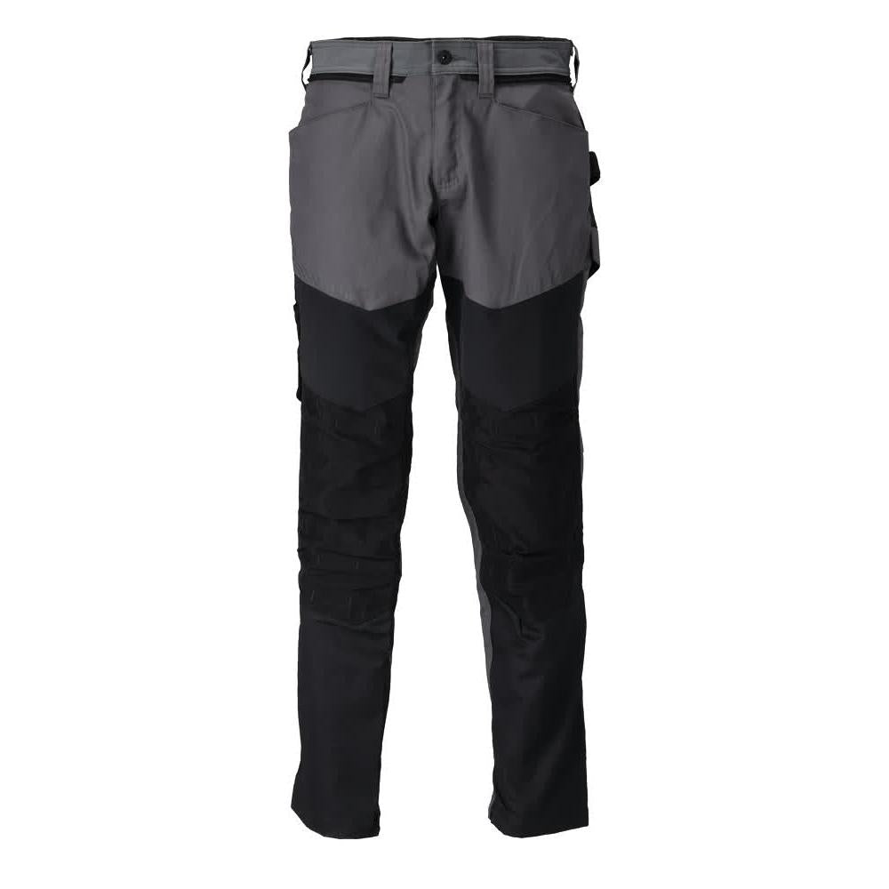 Calças com bolsos nos joelhos, cinza antracite/preto