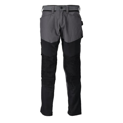 Calças com bolsos nos joelhos, cinza antracite/preto