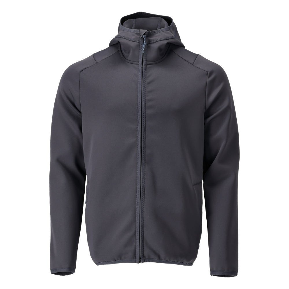 Suéter de lã, capuz, jaqueta de microfleece com zíper, preto-azul
