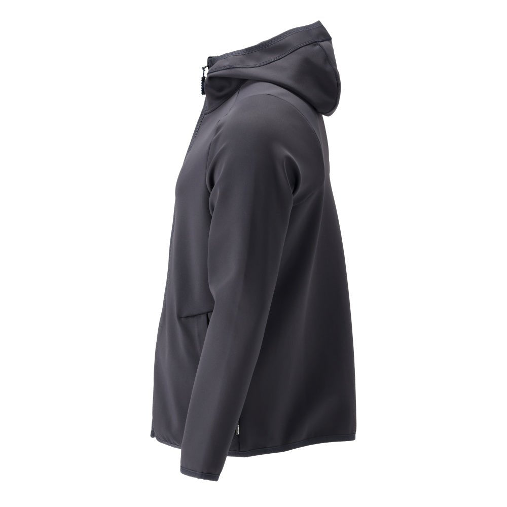 Suéter de lã, capuz, jaqueta de microfleece com zíper, preto-azul