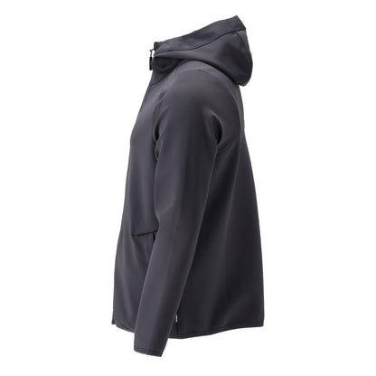 Suéter de lã, capuz, jaqueta de microfleece com zíper, preto-azul