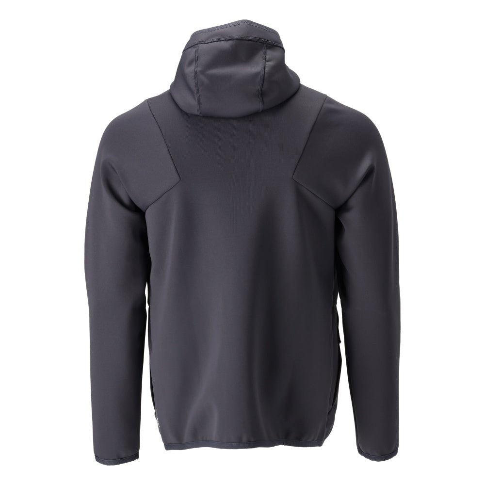 Suéter de lã, capuz, jaqueta de microfleece com zíper, preto-azul