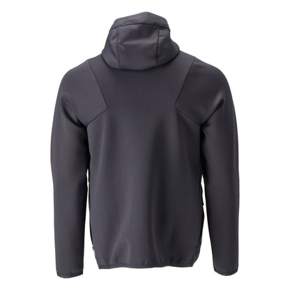Suéter de lã, capuz, jaqueta de microfleece com zíper, preto-azul