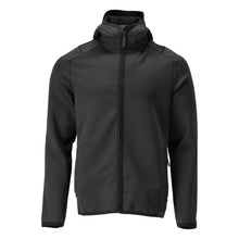 Suéter de lã, capuz, jaqueta de microfleece com zíper, preto