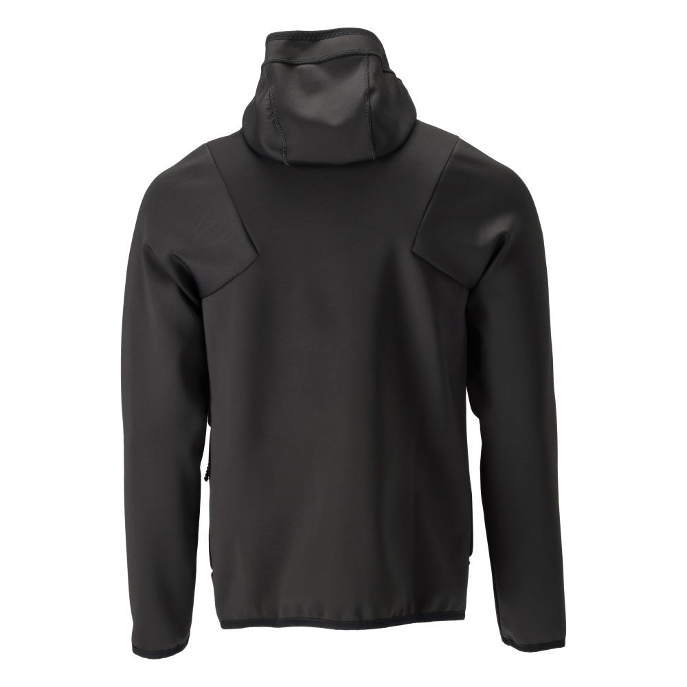Suéter de lã, capuz, jaqueta de microfleece com zíper, preto
