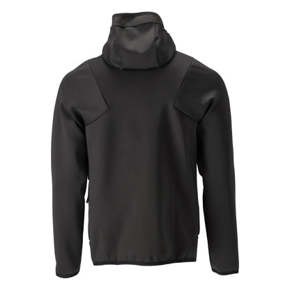 Suéter de lã, capuz, jaqueta de microfleece com zíper, preto