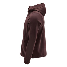 Suéter de lã, capuz, jaqueta microfleece com zíper, bordô