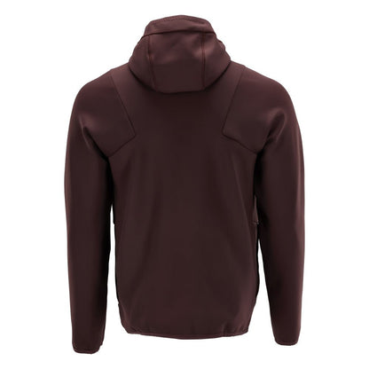 Suéter de lã, capuz, jaqueta microfleece com zíper, bordô