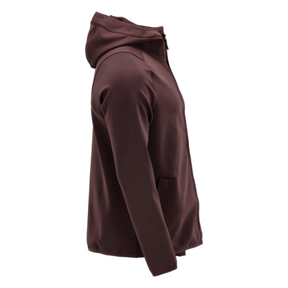 Suéter de lã, capuz, jaqueta microfleece com zíper, bordô