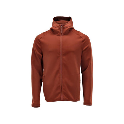 Suéter de lã, capuz, jaqueta microfleece com zíper, outono vermelho