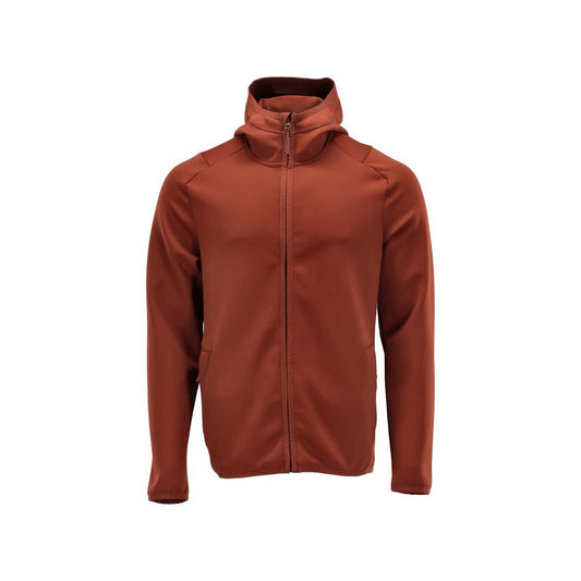 Suéter de lã, capuz, jaqueta microfleece com zíper, outono vermelho