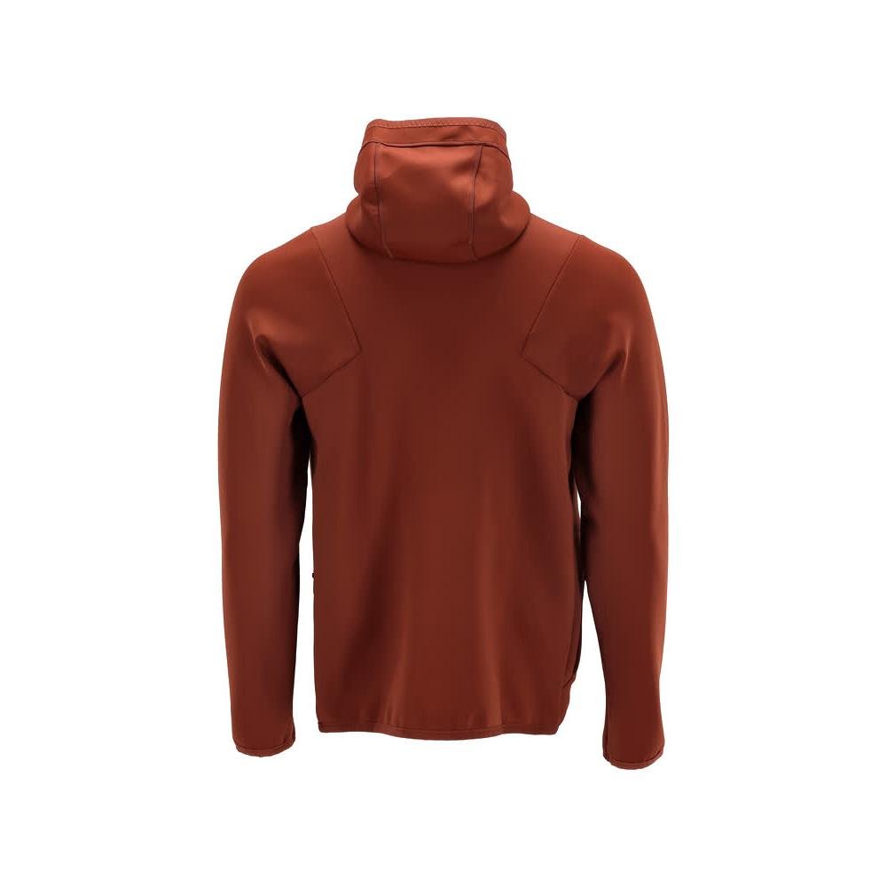Suéter de lã, capuz, jaqueta microfleece com zíper, outono vermelho