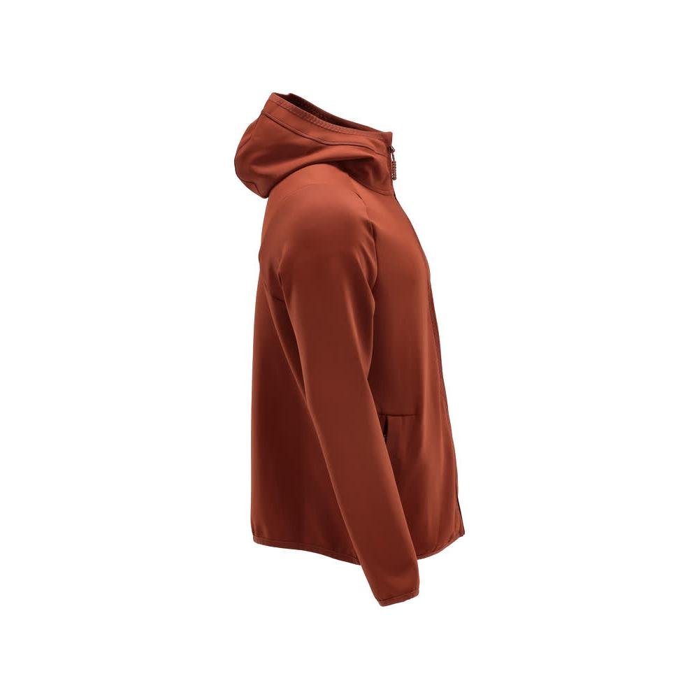Suéter de lã, capuz, jaqueta microfleece com zíper, outono vermelho