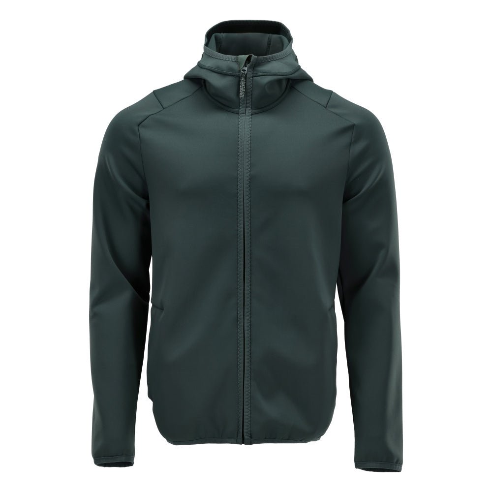 Suéter de lã, capuz, jaqueta micropolar com zíper, verde floresta