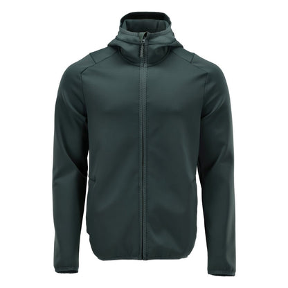 Suéter de lã, capuz, jaqueta micropolar com zíper, verde floresta