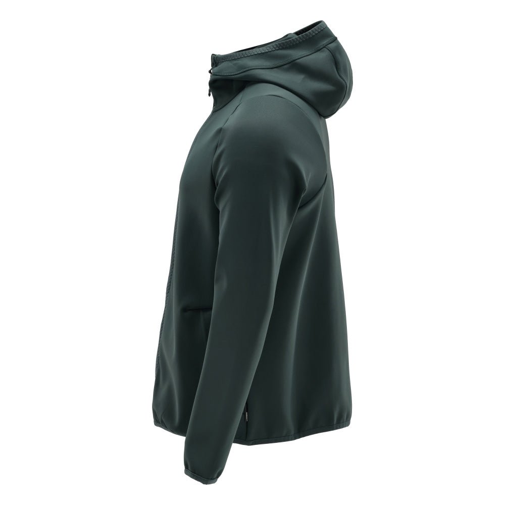 Suéter de lã, capuz, jaqueta micropolar com zíper, verde floresta