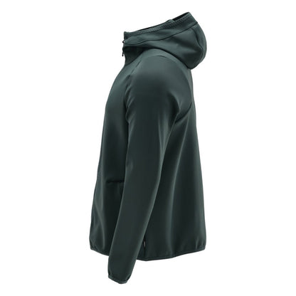 Suéter de lã, capuz, jaqueta micropolar com zíper, verde floresta