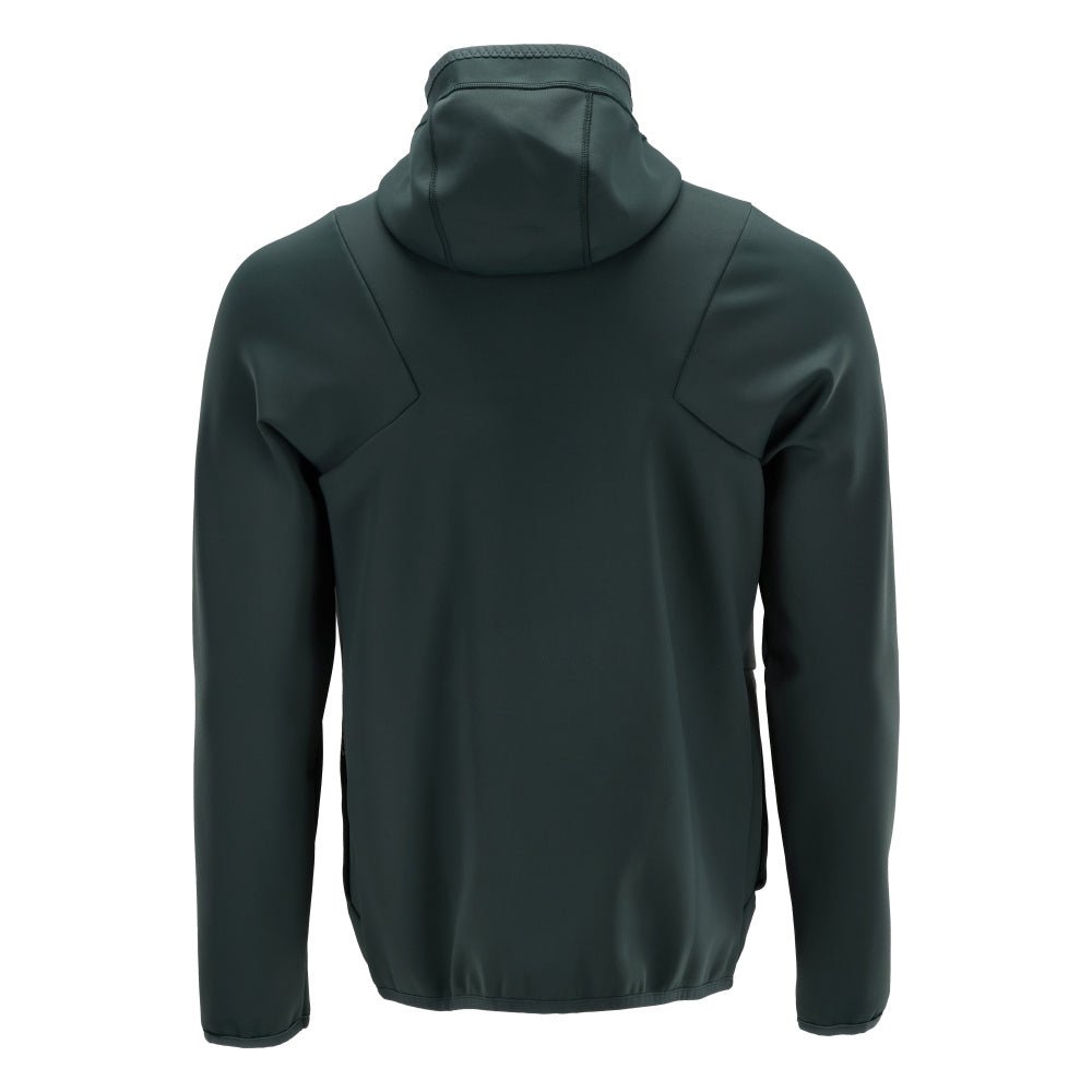 Suéter de lã, capuz, jaqueta micropolar com zíper, verde floresta