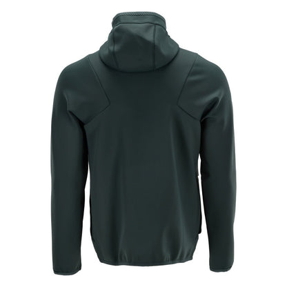 Suéter de lã, capuz, jaqueta micropolar com zíper, verde floresta