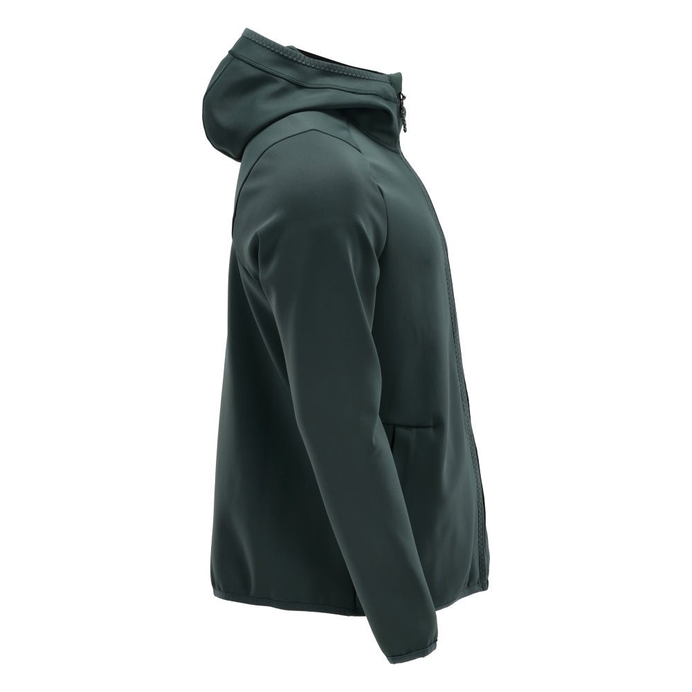 Suéter de lã, capuz, jaqueta micropolar com zíper, verde floresta