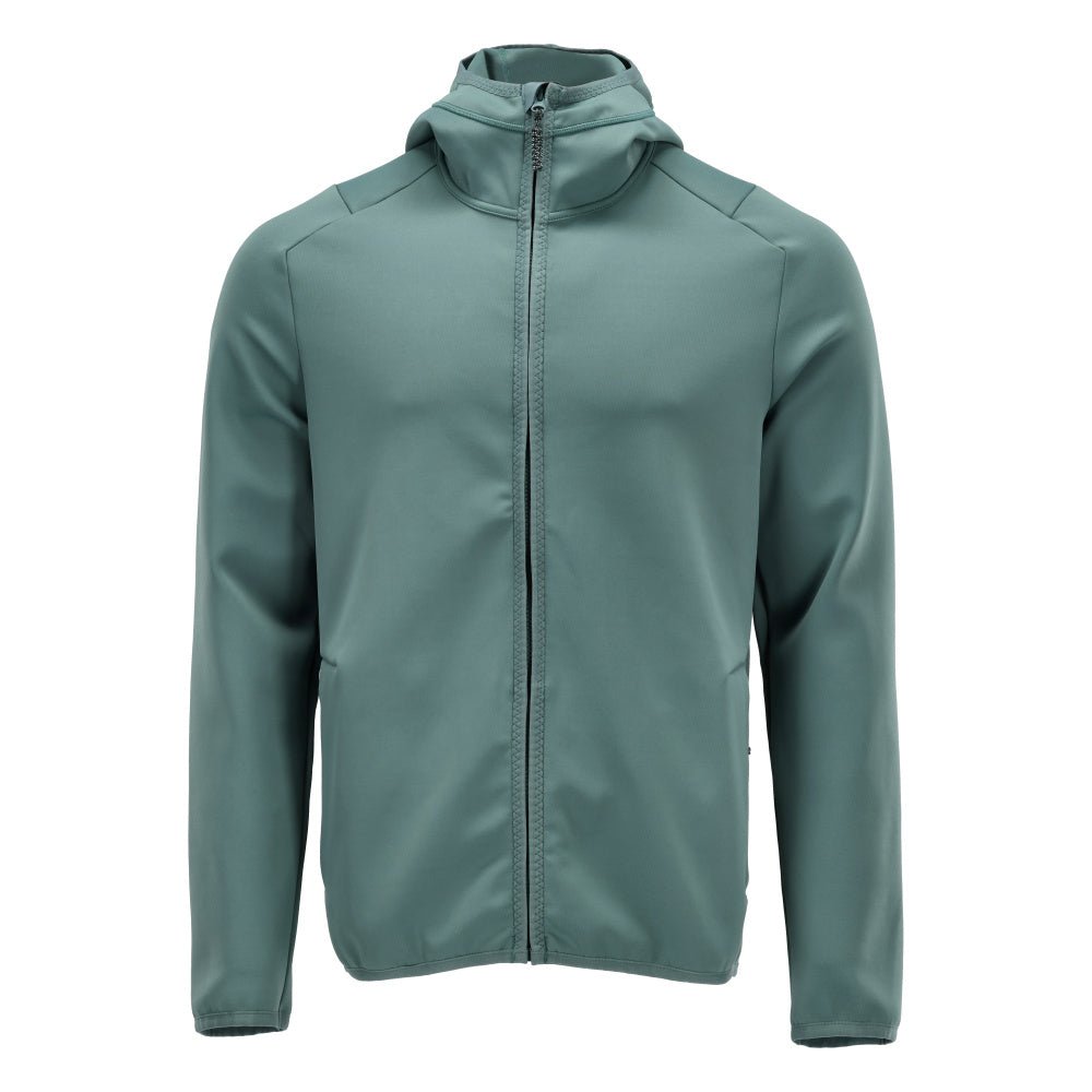 Suéter de lã, capuz, jaqueta micropolar com zíper, verde floresta claro