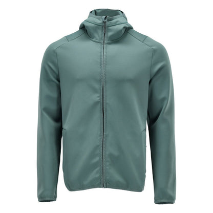 Suéter de lã, capuz, jaqueta micropolar com zíper, verde floresta claro
