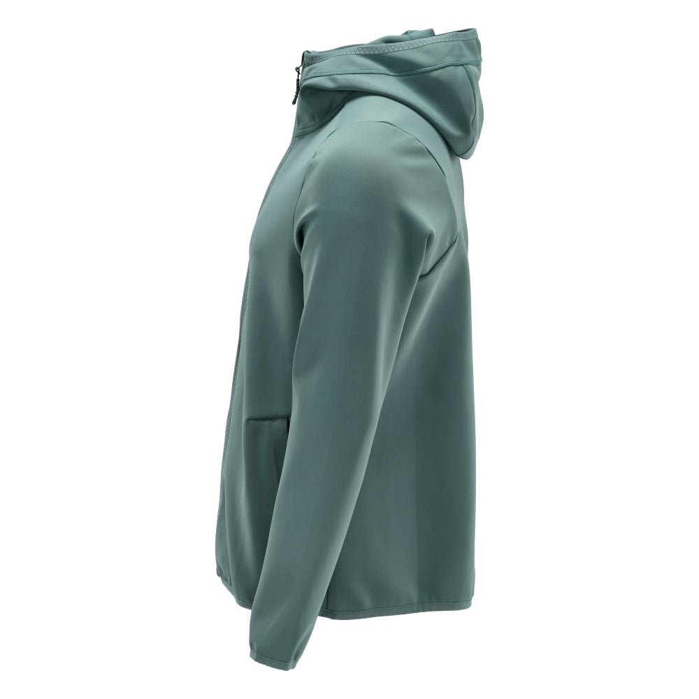 Suéter de lã, capuz, jaqueta micropolar com zíper, verde floresta claro