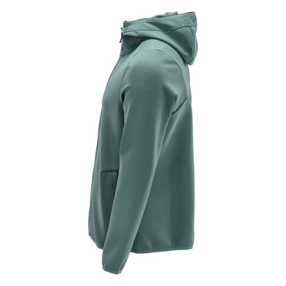 Suéter de lã, capuz, jaqueta micropolar com zíper, verde floresta claro