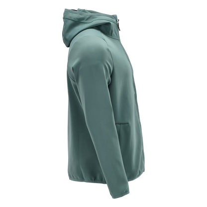 Suéter de lã, capuz, jaqueta micropolar com zíper, verde floresta claro