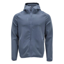 Suéter de lã, capuz, jaqueta de microfleece com zíper, azul pedra