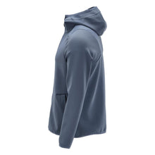 Suéter de lã, capuz, jaqueta de microfleece com zíper, azul pedra