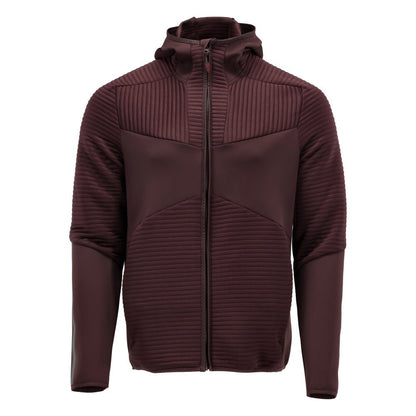 Suéter de lã, capuz, jaqueta microfleece com zíper, bordô