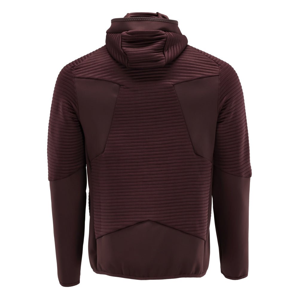 Suéter de lã, capuz, jaqueta microfleece com zíper, bordô