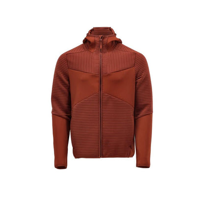 Suéter de lã, capuz, jaqueta microfleece com zíper, outono vermelho