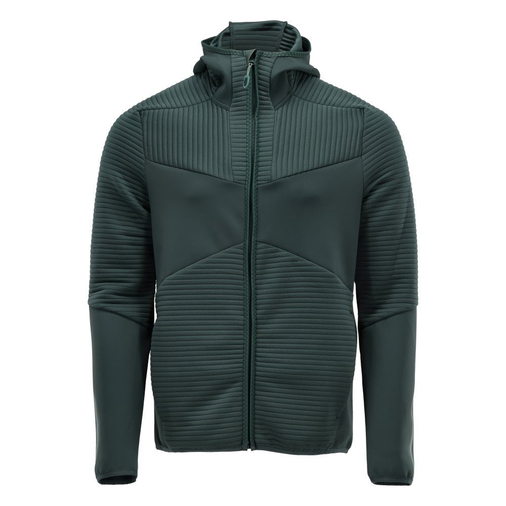Suéter de lã, capuz, jaqueta micropolar com zíper, verde floresta